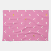 ガーリー金ゴールド赤面ピンクハート キッチンタオル (横)