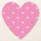 ガーリー金ゴールド赤面ピンクハート ペーパーコースター (正面)