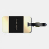 ガーリー黒モダン金ゴールドお洒落猫パーソナライズされた ラゲッジタグ (裏面横)