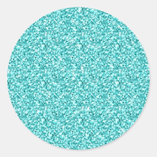 ガーリー、おもしろいアクアブルーグリッター印刷 ラウンドシール (正面)