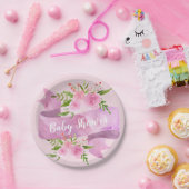 ガーリー, かわいらし，シック，フローラ赤面ピンク赤ちゃんシャワー ペーパープレート (パーティー)