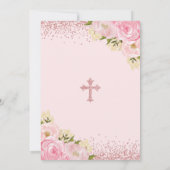 ガーリー《キリスト教》洗礼式や命名式1日バラ金ゴールド赤面 招待状 (裏面)