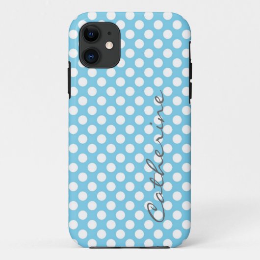 ガーリー,クラシックアクア青水玉模様カスタム Case-Mate iPhoneケース (裏面)