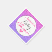 ガーリー&グラムパープルグラデーションピンクグリッターベビーシャワー スタンダードカクテルナプキン (角)