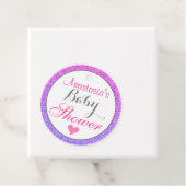 ガーリー&グラムパープルグラデーションピンクグリッターベビーシャワー フェイバータグ (インサイチュ)
