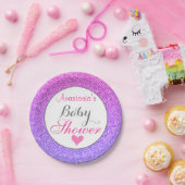 ガーリー&グラムパープルグラデーションピンクグリッターベビーシャワー ペーパープレート (パーティー)