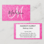 ガーリー&グラムホットピンクグリッタースパークルスモノグラム 名刺 (正面/裏面)