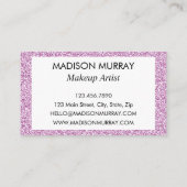 ガーリー&グラム薄紫パープルグリッタースパークルモノグラム 名刺 (裏面)