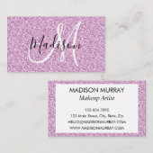 ガーリー&グラム薄紫パープルグリッタースパークルモノグラム 名刺 (正面/裏面)