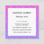 ガーリー&グラム薄紫パープルグリッターモノグラグラデーションム スクエア名刺 (裏面)