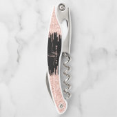 ガーリー グラム ブラック ローズ ゴールド グリッター ドリップス モノグラム ソムリエナイフ (裏面)