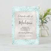 ガーリー グラム ミント レオパード プリント 招待状 (スタンド正面)