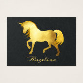 ガーリー&シックラグジュアリーゴールドフォイルユニコーンカスタム名刺 (正面)