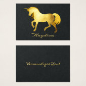 ガーリー&シックラグジュアリーゴールドフォイルユニコーンカスタム名刺 (正面&裏面)