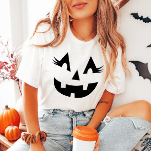 ガーリー・ジャック・オ・ランタン・フェイス ブラック 女性用ハロウィン トライブレンドTシャツ