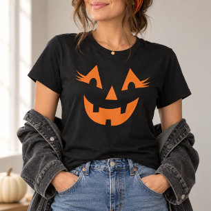ガーリー・ジャック・オ・ランタン・フェイス 女性用ハロウィンTシャツ Tシャツ