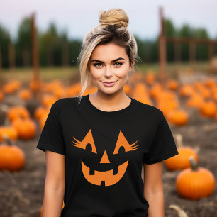 ガーリー・ジャック・オ・ランタン・フェイス 女性用ハロウィンTシャツ Tシャツ