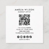 ガーリー スクリプト QR コード フォト スクエア名刺 (裏面)