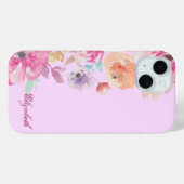 ガーリー チック 水彩 花柄 - 名前入り Case-Mate iPhoneケース (裏面 (横))