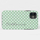 ガーリー、トレンディーライトグリーン水玉模様カスタム Case-Mate iPhoneケース (裏面(横))