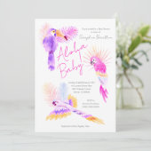 ガーリー トロピカル パロッツ ハワイアン アロハ ベイビー シャワー 招待状 (スタンド正面)