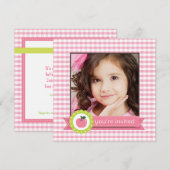 ガーリー ピンクアップル バースデーパーティー 招待状 (正面/裏面)