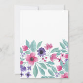 ガーリー ピンク パープル 水彩 花 グラデーション 招待状 (裏面)