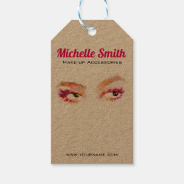 ガーリー ピンク ブラウン 水彩 メイクアップ アーティスト ギフトタグ