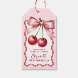 ガーリー ピンク レッド コケッタ チェリー ファースト 1歳 誕生日 ギフトタグ