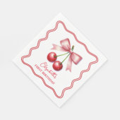 ガーリー ピンク レッド コケッティー チェリー ファースト 1歳の誕生日 スタンダードランチョンナプキン (角)