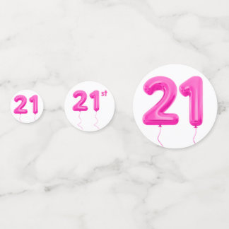 ガーリー ピンク 21歳 バルーン 誕生日 テーブル コンフェッティ