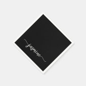 ガーリー ミニマル ブラック モノグラム カリグラフィー スクリプト スタンダードカクテルナプキン (角)