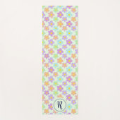 ガーリー レトロ ダイシー フラワーズ グリーン フラワーリー ヨガマット (正面)