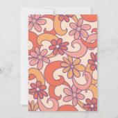 ガーリー レトロ ピンク オレンジ グルーヴィー フラワー 招待状 (裏面)