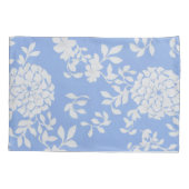 ガーリー、白フェミニンと青のフローラ 枕カバー (裏面-左)