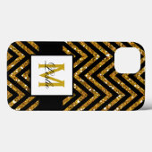 ガーリー,金ゴールドパーソナライズされたグリッターシェブロンパターン Case-Mate iPhoneケース (裏面 (横))