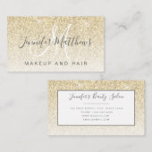 ガーリーGlam金ゴールドグリッターメイクアーティストヘアサロン 名刺 (正面/裏面)