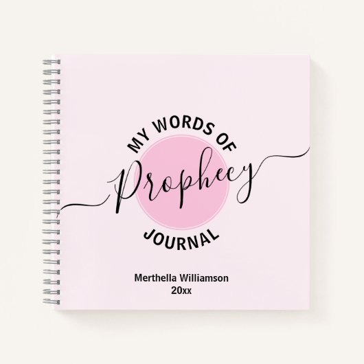ガーリーPink Prophetic Words Journal ノートブック (正面)