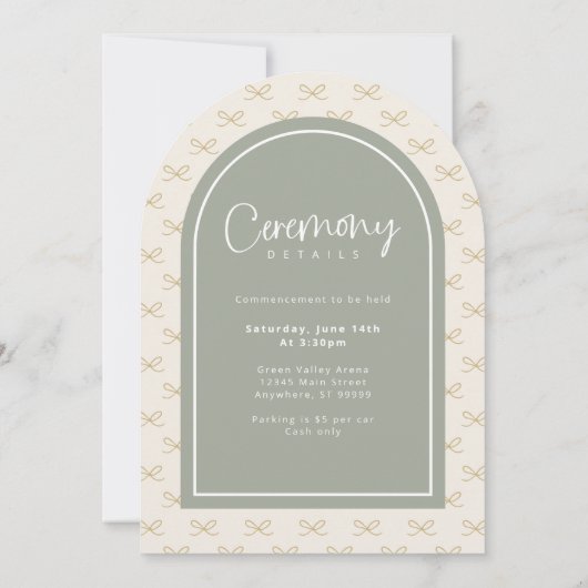 ガーリーSage Green写真卒業発表 招待状 (裏面)
