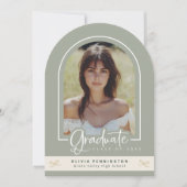 ガーリーSage Green写真卒業発表 招待状 (正面)