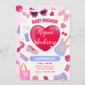 ガーリーY2kベビーシャワー 招待状 (正面/裏面)