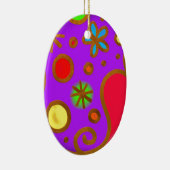 ガーリ絵を描ッカラフルパープルレッド セラミックオーナメント (右)
