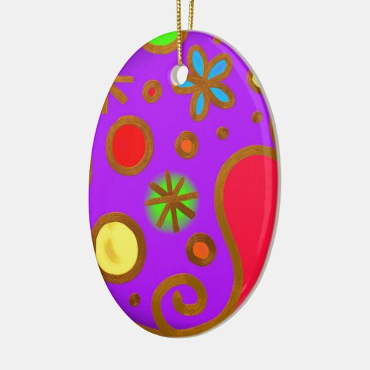 ガーリ絵を描ッカラフルパープルレッド セラミックオーナメント (左)