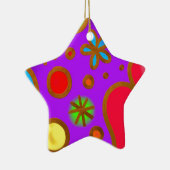 ガーリ絵を描ッカラフルパープルレッド セラミックオーナメント (右)