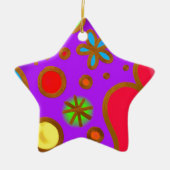 ガーリ絵を描ッカラフルパープルレッド セラミックオーナメント (正面)