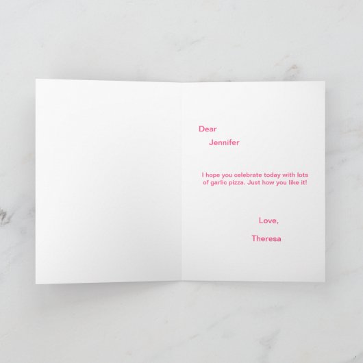 ガールおもしろいガーリックハッピーバースデースティンカーユーモアのある カード (内部)