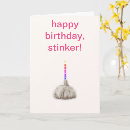 ガールおもしろいガーリックハッピーバースデースティンカーユーモアのある カード (黄色い花)