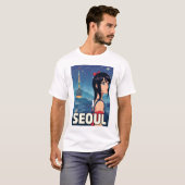 ガールおもしろいヴィンテージポストカードソウル Tシャツ (正面フル)