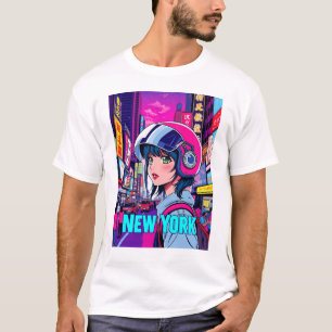 ガールおもしろいヴィンテージポストカードニューヨーク Tシャツ