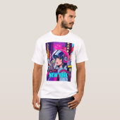 ガールおもしろいヴィンテージポストカードニューヨーク Tシャツ (正面フル)